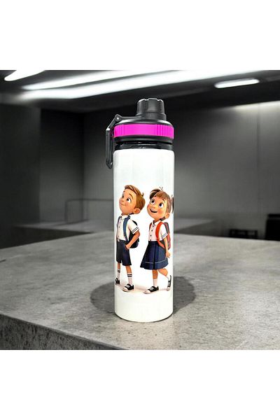 Marblestone Sublimation Pink Colored Water Bottle (Personalized Photo Printing Is Possible.) - 850Mlt