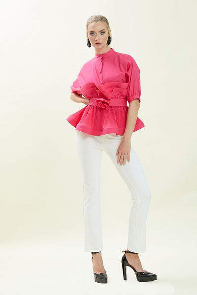 VERDA Judge Collar Pleated Blouse