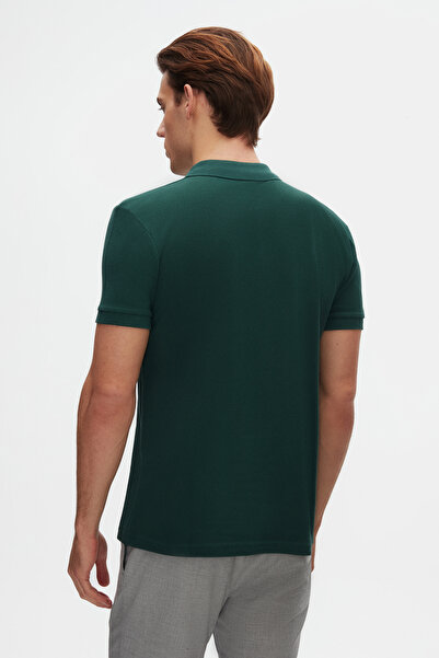 Twn Καλοκαιρινό μπλουζάκι με λαιμόκοψη πόλο με μισό φερμουάρ Slim Fit Khaki Pique