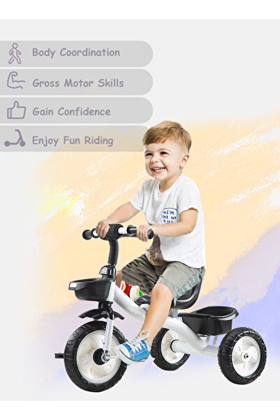 Ma Baby Tricycles for Kids, with Storage Basket, Adjustable Seat, Trike for 1-6 Years Boys and Girls