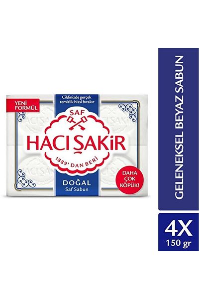 Hacı Şakir Haci Sakir Natural Pure Traditional White Soap 4X150 Gr