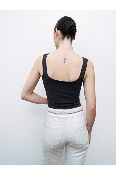 Nocturne Print Detailed Crop Top