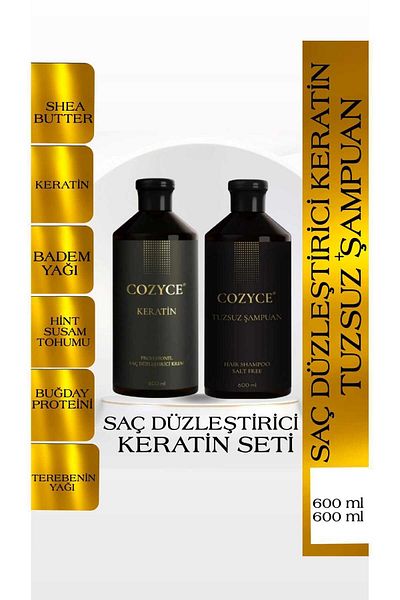 Cozyce Protein Salt Free Shampoo Brazilian Blow Dry Keratin Hair Straightener Keratin Set