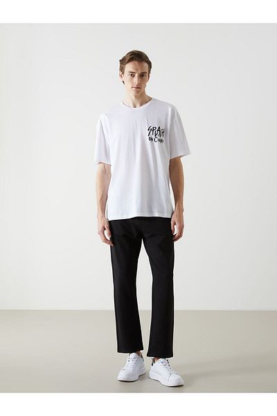 LC Waikiki Tricou pentru bărbați din bumbac pieptănat cu mânecă scurtă cu decolteu