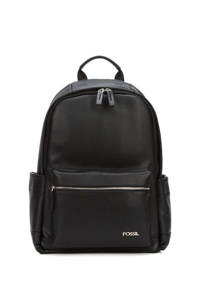 Fossil Unisex Black 15.6-Inch Laptop & Briefcase Leather Backpack with Laptop Compartment