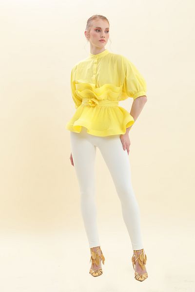 VERDA Judge Collar Pleated Blouse