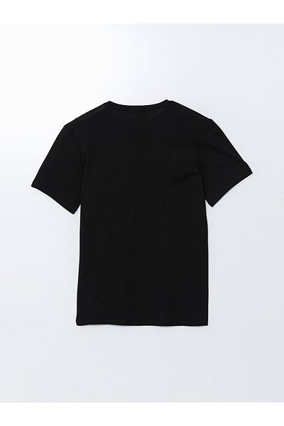 LC Waikiki Ανδρικό μπλουζάκι LCW ECO με λαιμόκοψη με κοντό μανίκι με στάμπα χτενισμένο βαμβάκι