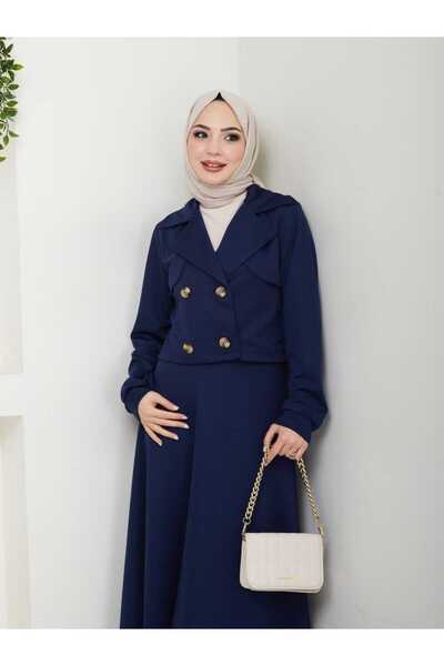 ESLEMNUR Biker Jacket Skirt Suit Button Detail