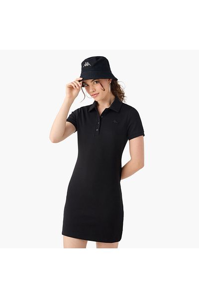 Kappa Logo Embroidered Polo Dress with Short Sleeves and Button Closure
