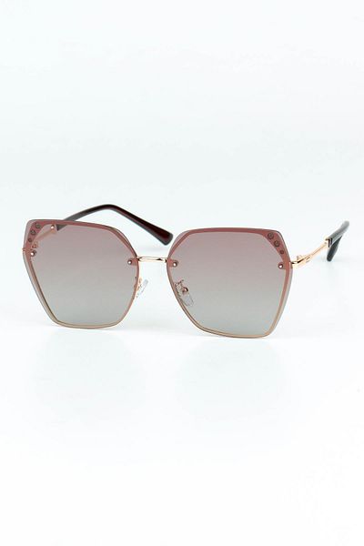 Di Caprio Women's Brown Polarized Protected Geometric Model Sunglasses