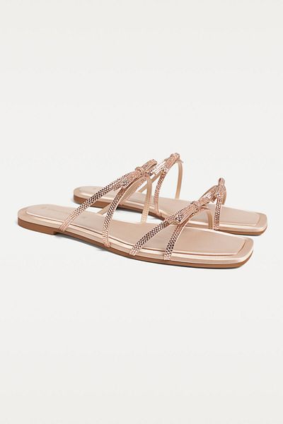 Stradivarius Flat sandals with rhinestones
