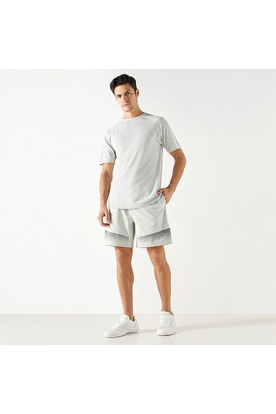 Adot Printed Panelled Shorts With Elasticated Waistband And Pockets