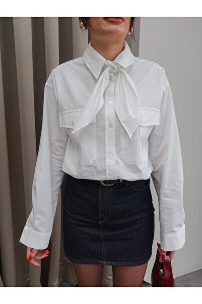 ESRAHELVACI Cămașă eșarfă cu buzunar dublu