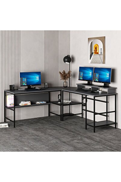 Minar Greta Köşe Masa Set-Antrasit