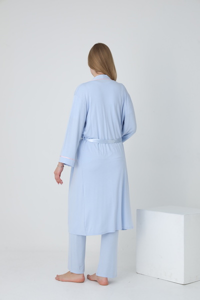 Miss Dünya Lissa Sabahlıklı Şerit Detaylı Hamile ve Lohusa Pijama Takımı