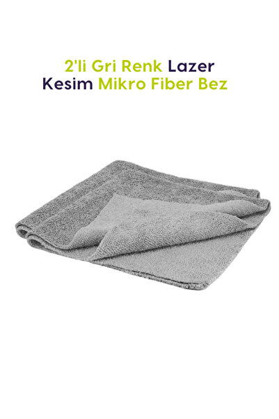 Genel Markalar Profesyonel MikroFiber Bez  İki Gri Renk 40 x 40 cm - Lazer Ke...
