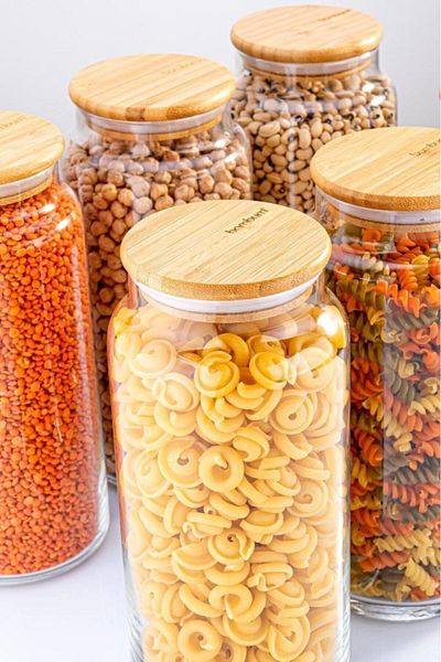 Bambum Glass Storage Container - 600Ml-800Ml-1300Ml Vacuum Bamboo Lid