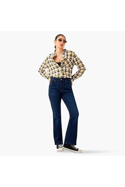 Lee Cooper قميص منقوش بياقة دائرية وأكمام طويلة بقصّة عادية