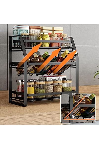 COOYA Kitchen Countertop Organizer Shelf, 3-Tier Spice Rack Organizer, Kitchen Cabinet Storage Stand