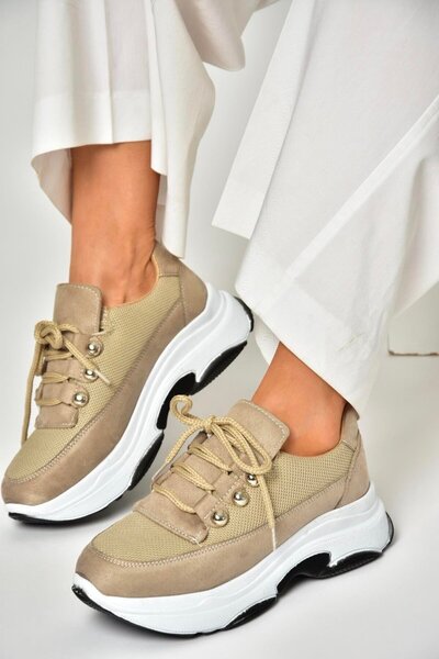 Fox Shoes U239032604 Vizon Kumaş Kalın Tabanlı Spor Ayakkabı Sneakers