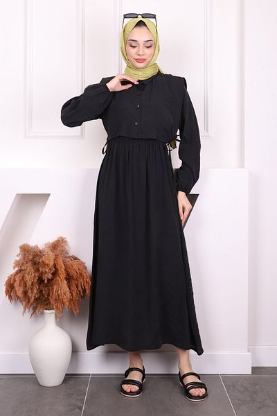 İmajButik Σετ Συνδυασμού Φόρεμα Μαύρο Γιλέκο