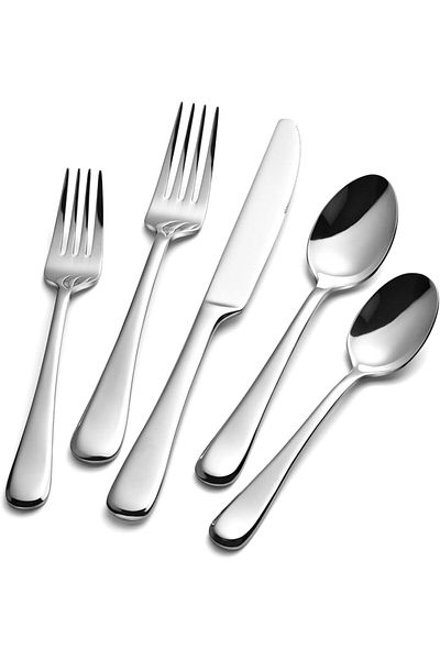 COOYA 20-Piece Silverware Set, Service for 4, Mirror Polished Cutlery Set, Dishwasher Safe (Silver)