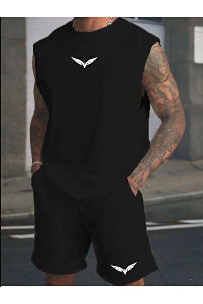 Derays Modern Printed Sleeveless Summer Casual Crew Neck Men's Two Piece Set