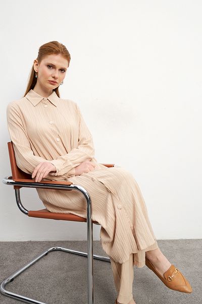 VAVİNOR Beige Elina Tunic and Pants Set