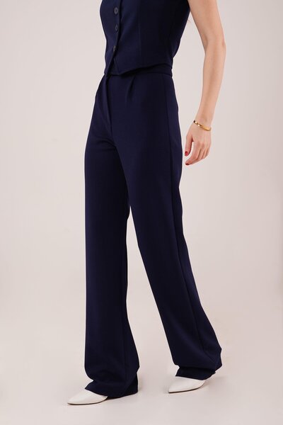 TUA MODA Tua Moda Navy Blue Trousers with Velcro Closure Detail