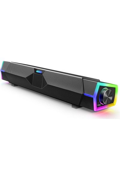 COOYA Computer Speakers, USB Powered Bluetooth, Colorful Lights, Switch Button, Stereo Surround Soundbar
