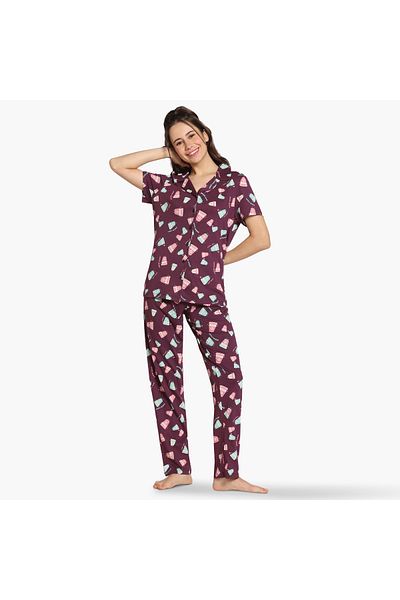 Zivame Zivame All-Over Print Pyjama Set