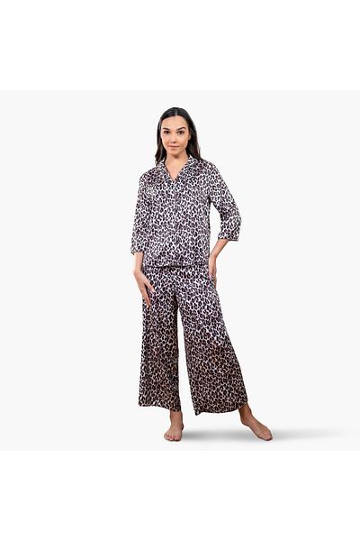 Aadaraya Aadaraya Animal Print Shirt and Pyjama Set