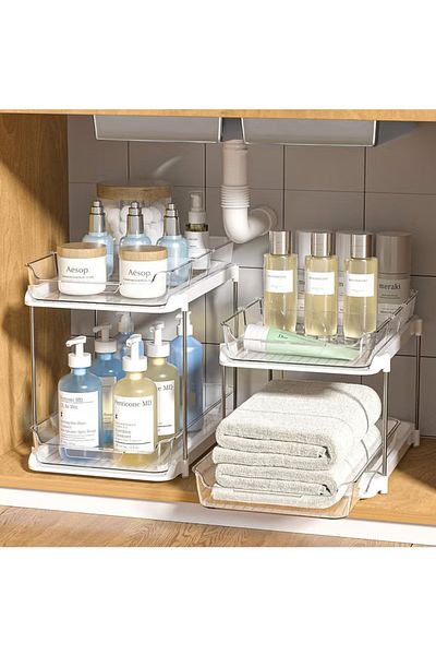 COOYA Spice Rack, Multi-Purpose Slide-Out Storage Container for Cabinet,Fridge,Kitchen(2 Packs）