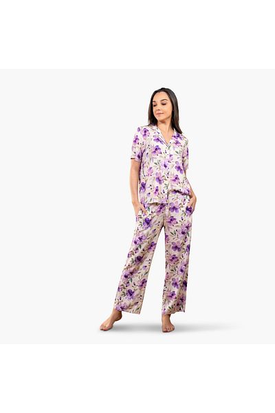 Aadaraya Aadaraya Floral Print Shirt and Pyjama Set