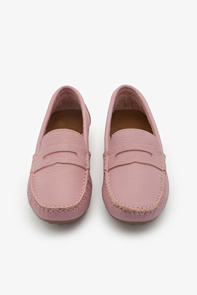 SAYL Pembe Hakiki Deri Loafer Ayakkabı Kadın Babet
