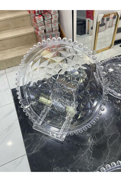 Tercih Home صينية تقديم ميكا دائرية مكونة من 6 قطع، صينية تقديم القهوة، صينية الخرز، القهوة
