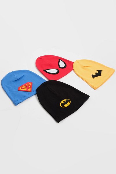 LOGO AKSESUAR Baby Boy Super Baby Themed 4-Piece Cotton Beanie