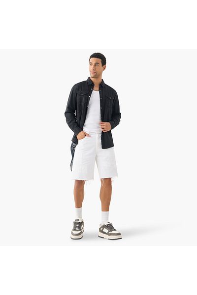 Lee Cooper قميص جينز بقصّة عادية مع جيوب وأكمام طويلة