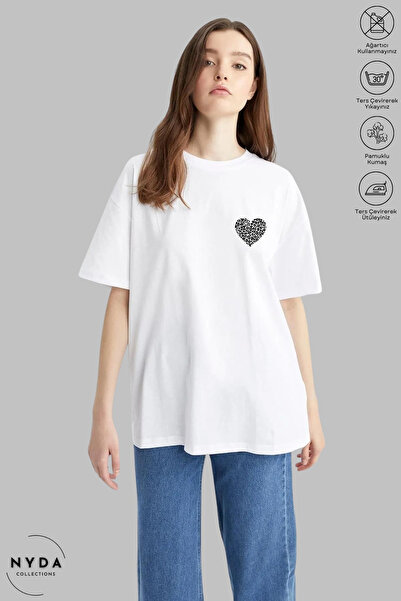 Nyda Collections Жіноча футболка з мінімальним леопардовим принтом з коротким...