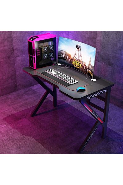 1st 120cm K-Shaped Computer Gaming Desk - Black