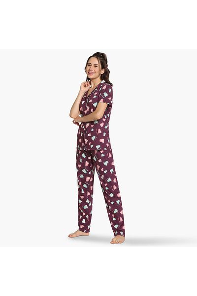 Zivame Zivame All-Over Print Pyjama Set