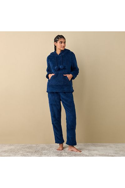 FAV Textured Long Sleeves Hoodie and Pyjama Set