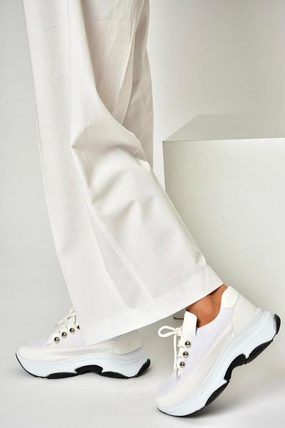 Fox Shoes U 239032604   White Fabric Thick Sole Sports Shoes Sneakers