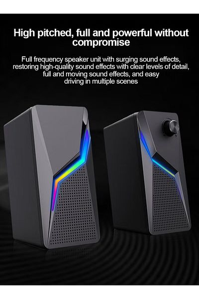 COOYA RGB Desktop USB PC Speaker,Wired Stereo Sound Speaker for Computer Notebook