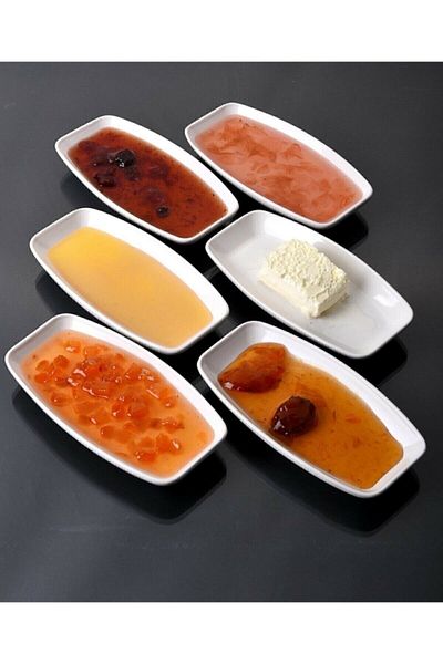 devigo 6 Pieces 1St Class Kütahya Ceramic Breakfast Sauce Bowl Presentation Plate - White