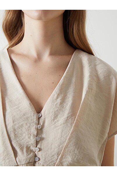 LC Waikiki LCW Vision V Yaka Crop Kadın Bluz