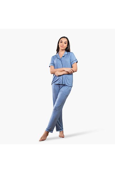 Aadaraya Aadaraya Collared Shirt and Pyjama Set
