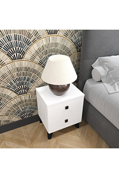 Decomob Zeus 2 Çekmeceli Komodin, Beyaz