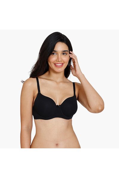 Zivame Zivame Adjustable Strap Detail Demi Bra with Hook and Eye Closure