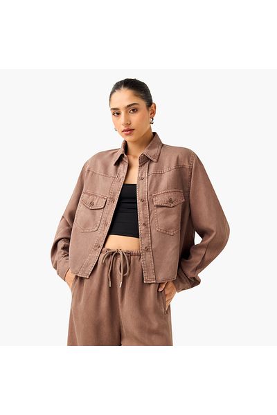 Lee Cooper Panelled Shirt with Button Closure and Pocket Detail